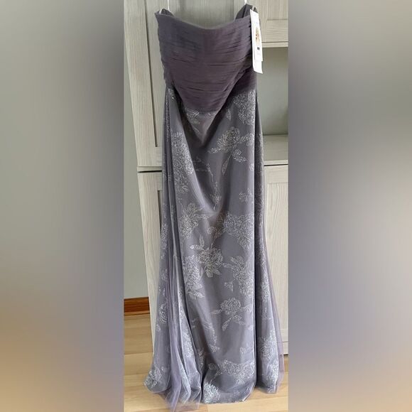 Hayley Paige Tulle Mauve Purple Strapless Bridesmaid Prom Dress NWT - Size 14 - Picture 3 of 9